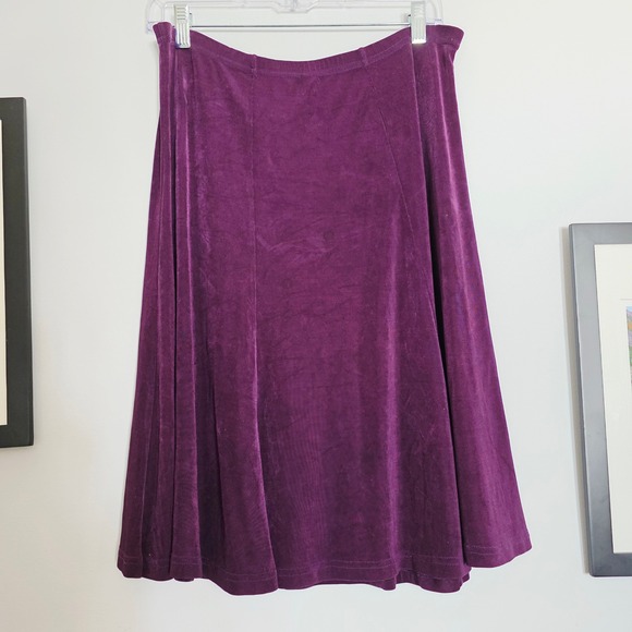 Fiore Dresses & Skirts - Fiore Purple A-Line Midi Skirt Elastic Waist Stretch Made in USA Medium
